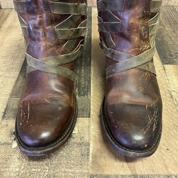 Freebird by Steven Sammi Ankle Strappy Brown Boots Booties Womens 8 - Picture 7 of 12